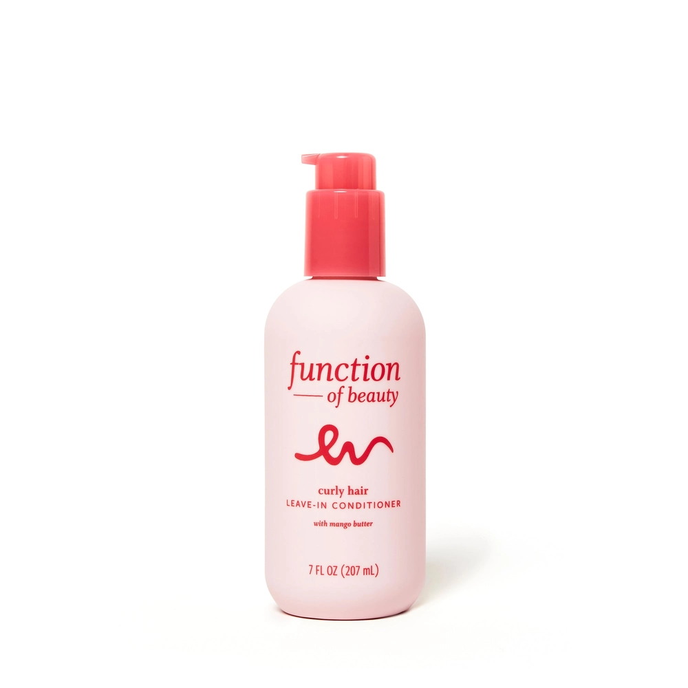 Red bottle of Function of Beauty curly hair leave-in conditioner